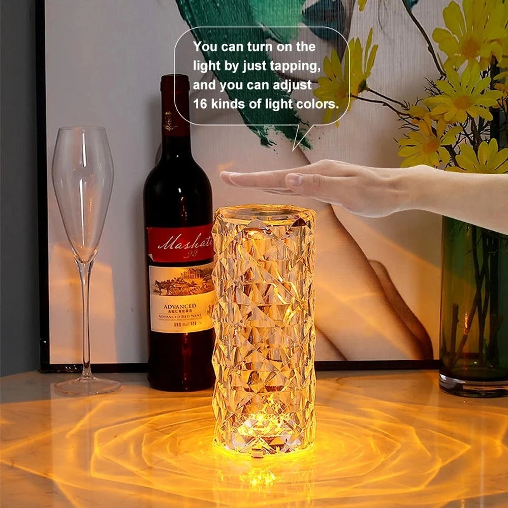 16 Colors Rechargeable 3D Diamond Crystal LED Lamp